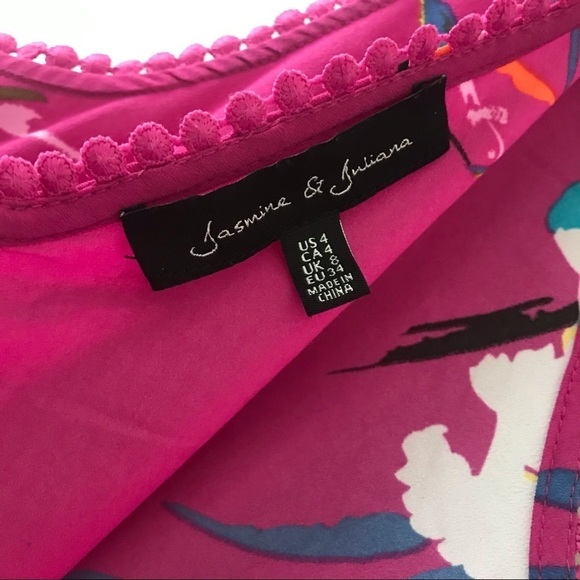 JASMINE & JULIANA Floral Pink Fucsia Romper Birds of Paradise Jumpsuit - Picture 7 of 8